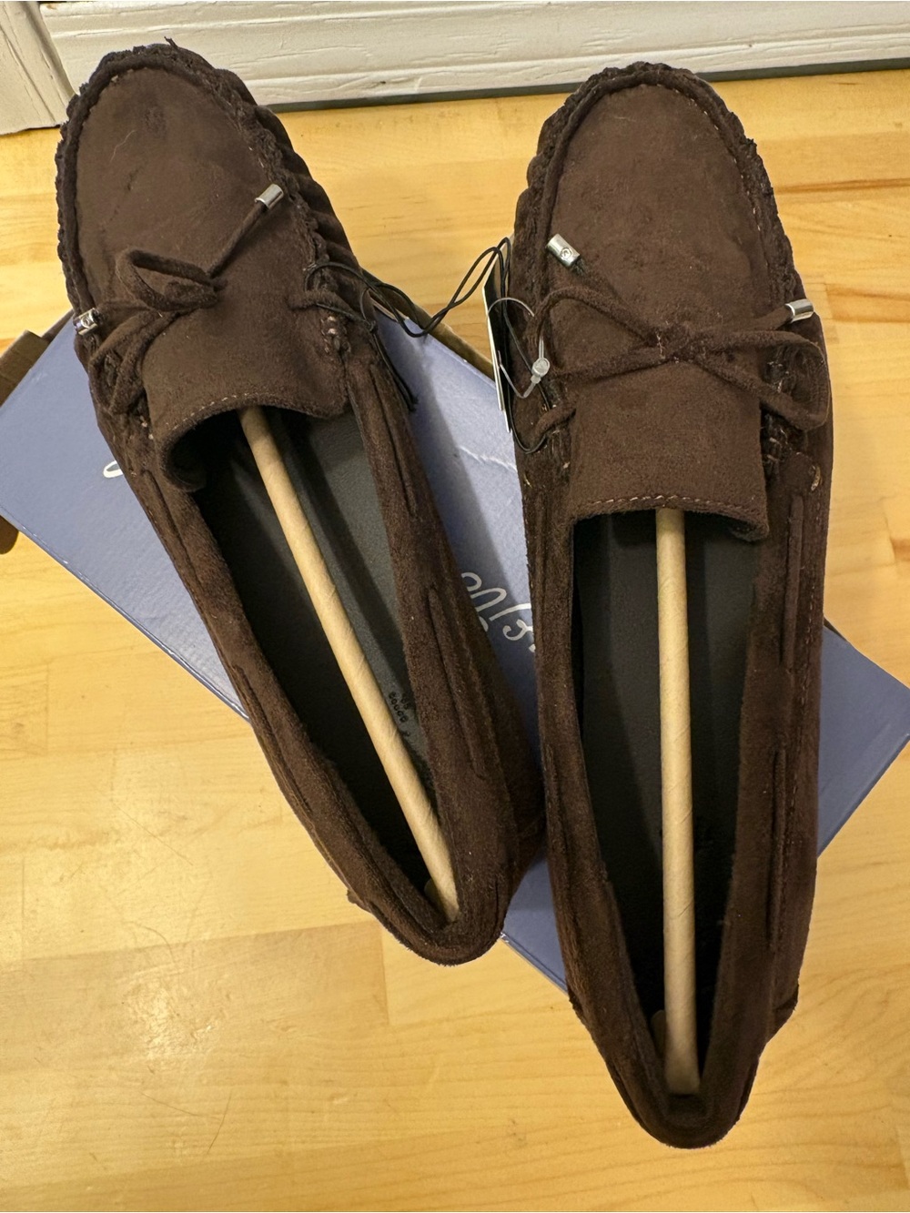 Universal Thread Dark Brown Suede Moccasin Loafers with Tie Detail - Picture 4 of 10